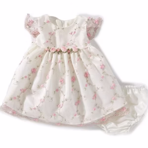 Baby Girls Flutter-Sleeve Floral/Vine Dress